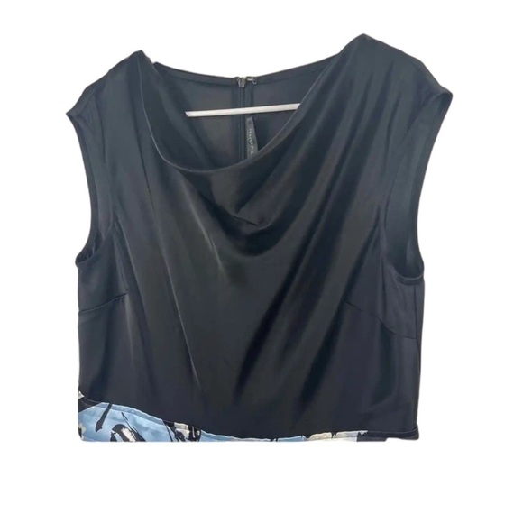 ST. JOHN Mikado Rose Blossom Floral Knee Length Shift Dress in Black/Blue Size 2 - Picture 5 of 7